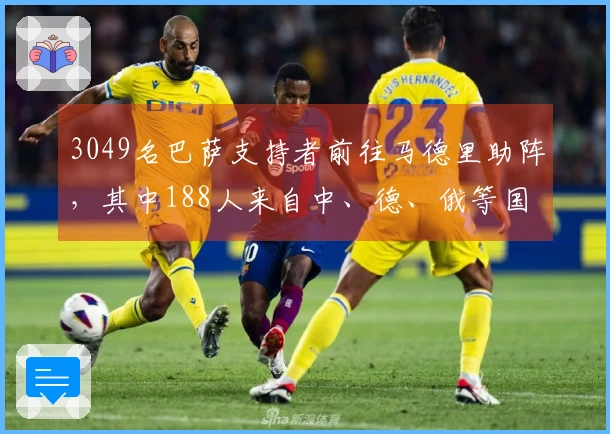 3049名巴萨支持者前往马德里助阵，其中188人来自中、德、俄等国